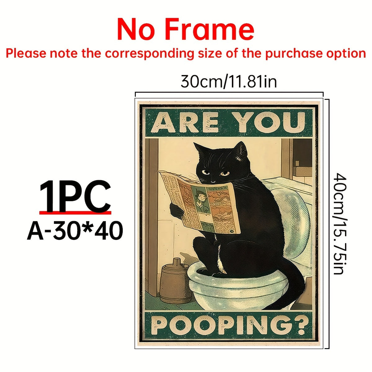 1pc Funny Cat Is Reading Sitting On The Toilet, Hilarious Are You Pooping? Bathroom Wall Art, Entertaining Cat Decor for Restrooms, Eye-Catching Humorous Sign for Cat Lovers