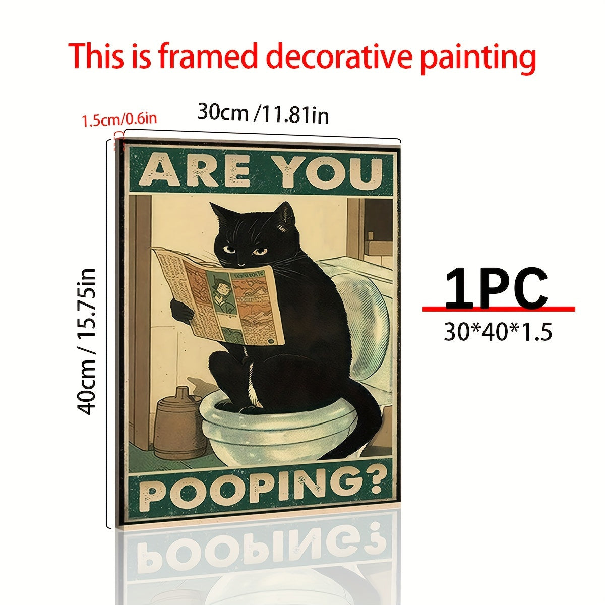 1pc Funny Cat Is Reading Sitting On The Toilet, Hilarious Are You Pooping? Bathroom Wall Art, Entertaining Cat Decor for Restrooms, Eye-Catching Humorous Sign for Cat Lovers