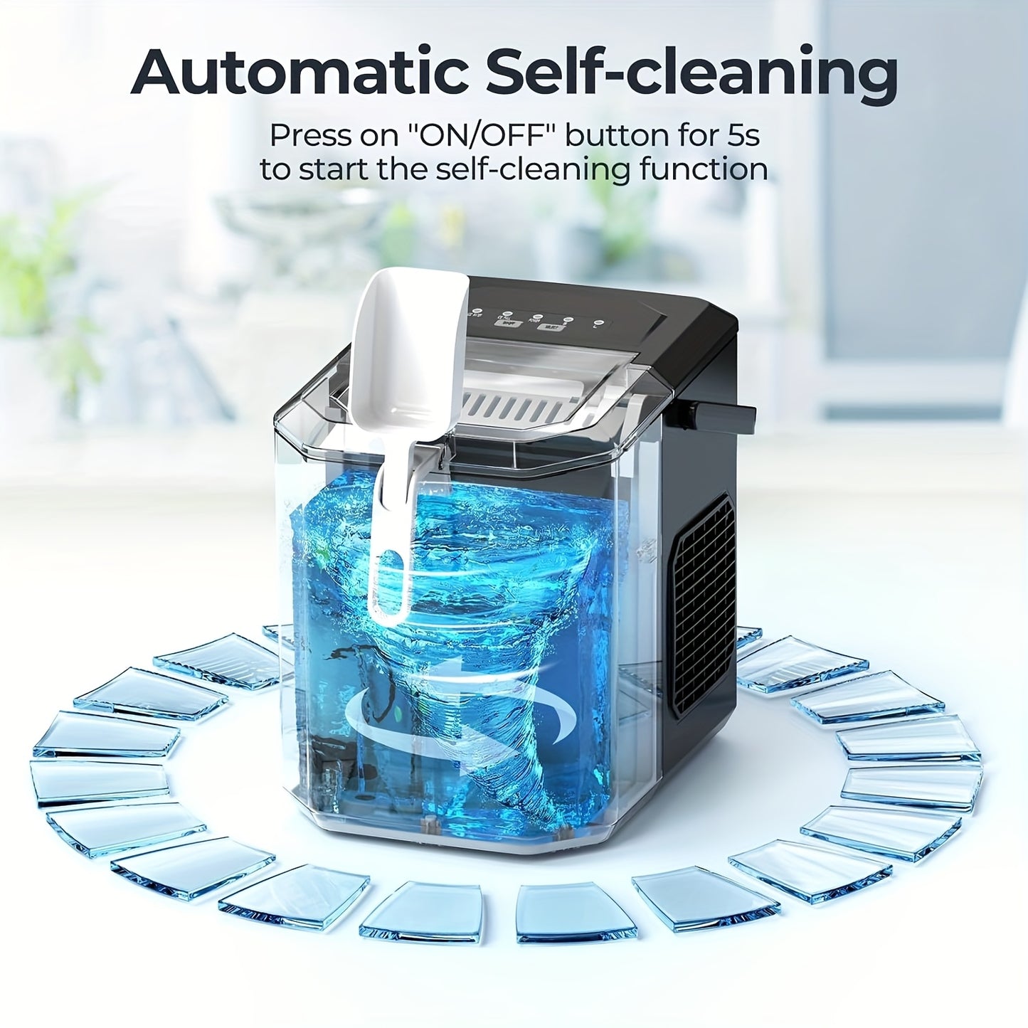35 Pound Golden Nugget Ice Machine And 26 Pound Bullet Ice Machine, Soft Chew Ice Crusher, Portable Pebble Ice Machine Desktop, Automatic Cleaning Portable Ice Machine with Basket And Spoon, One Click Operation for Home/kitch