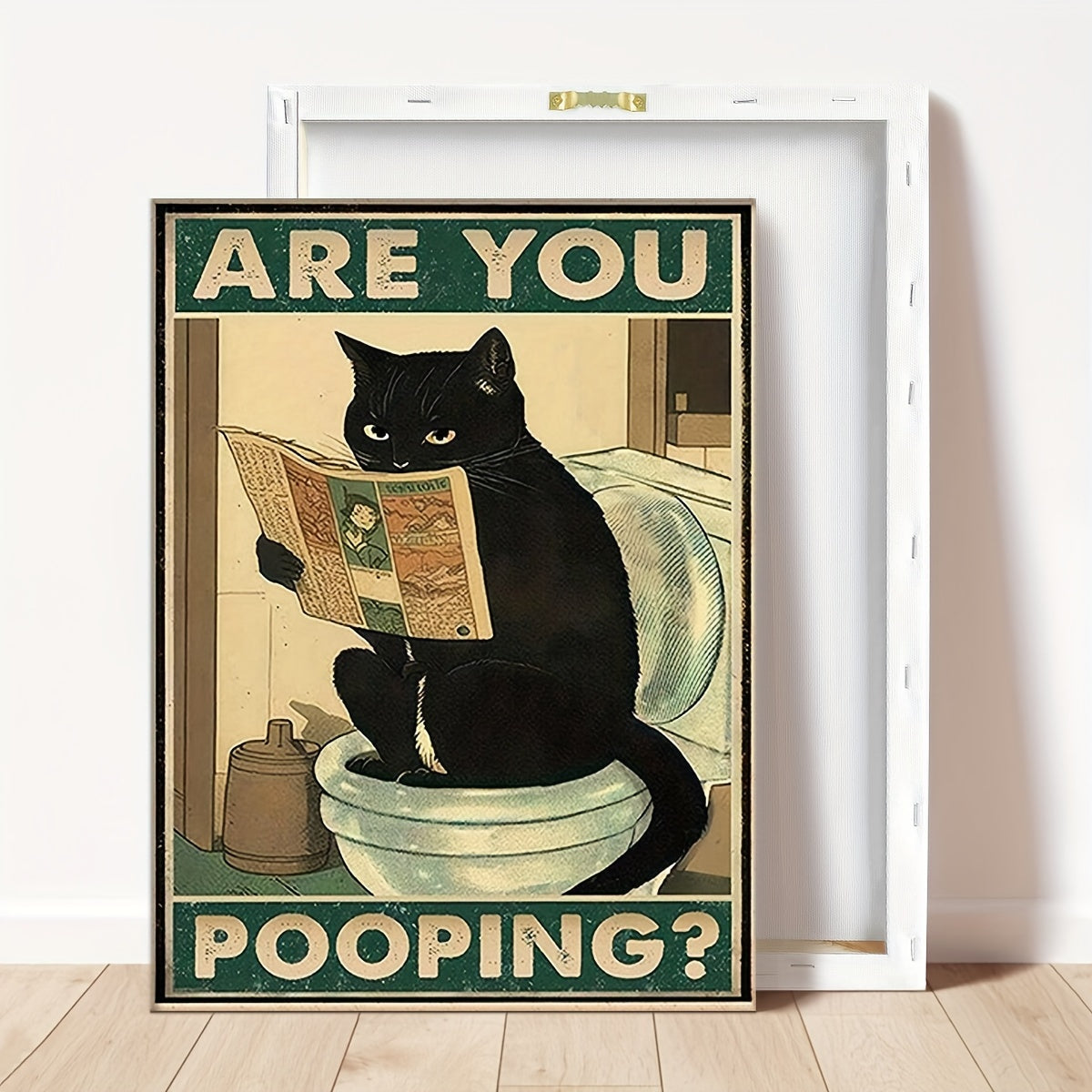 1pc Funny Cat Is Reading Sitting On The Toilet, Hilarious Are You Pooping? Bathroom Wall Art, Entertaining Cat Decor for Restrooms, Eye-Catching Humorous Sign for Cat Lovers