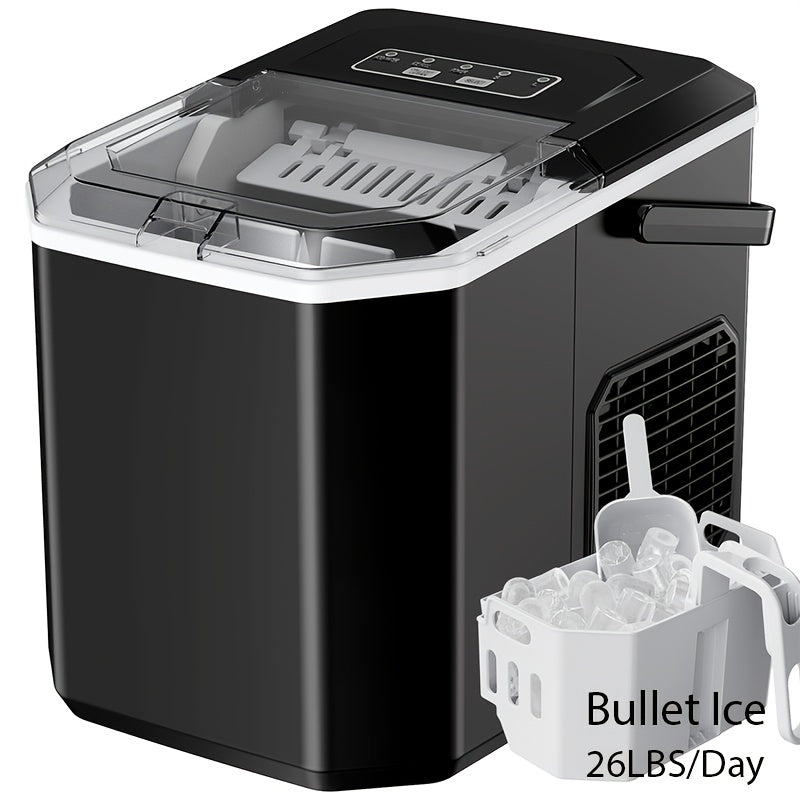 35 Pound Golden Nugget Ice Machine And 26 Pound Bullet Ice Machine, Soft Chew Ice Crusher, Portable Pebble Ice Machine Desktop, Automatic Cleaning Portable Ice Machine with Basket And Spoon, One Click Operation for Home/kitch