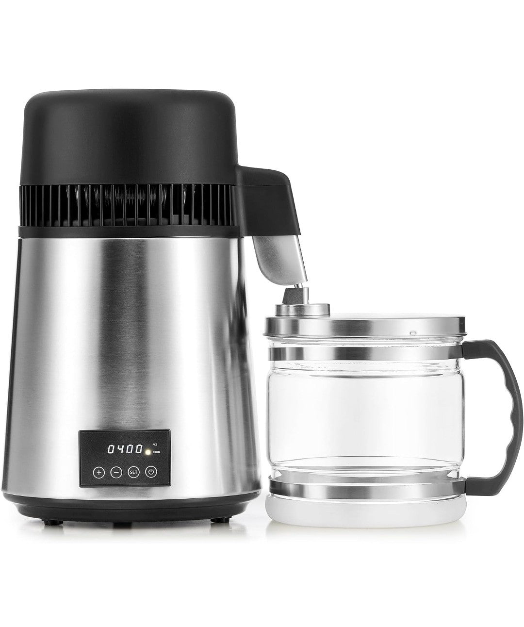 CO-Z 1.1 Gallon Countertop Water Distiller Stainless Steel w/ Glass Pot Silver