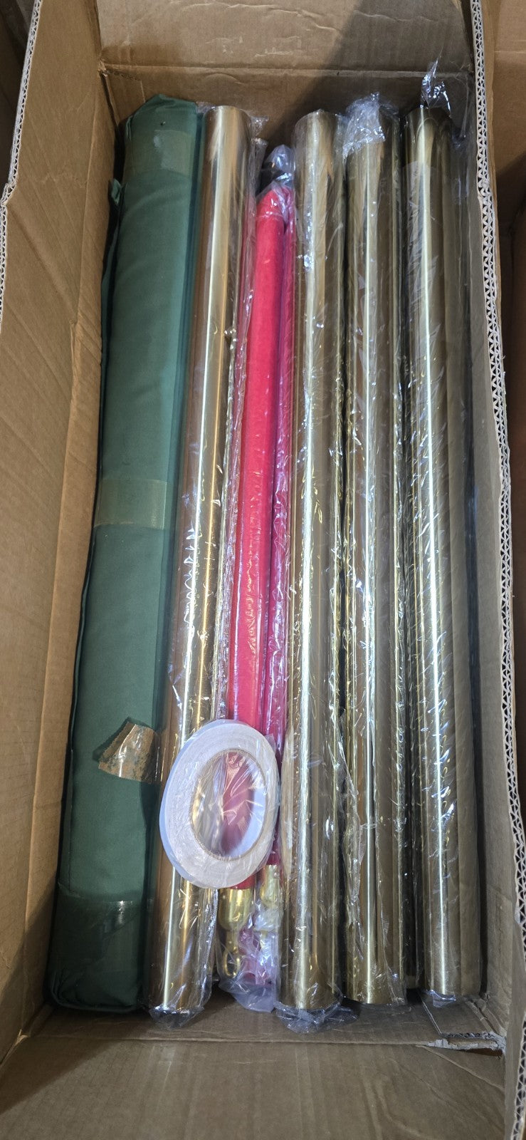 Red Carpet Set Barrier Posts w/ Gold Stanchions & Red Velvet Ropes