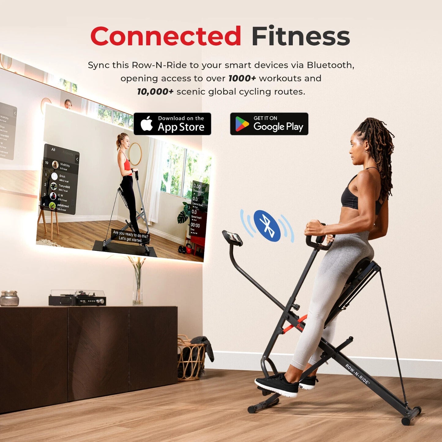 Sunny Health & Fitness Smart Upright Row-N-Ride Exerciser