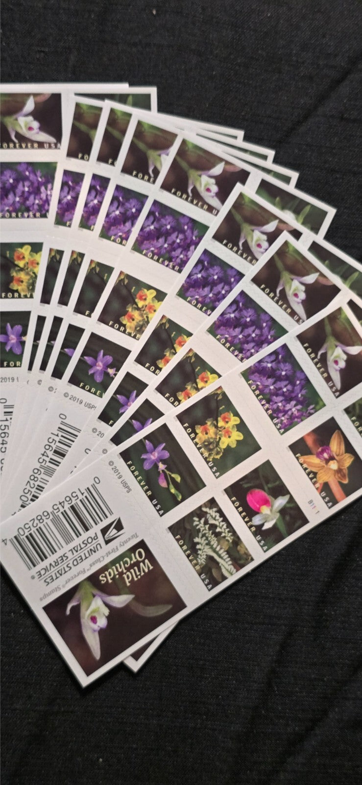 MNH Booklet of 20 First Class Forever stamps featuring Wild Orchids