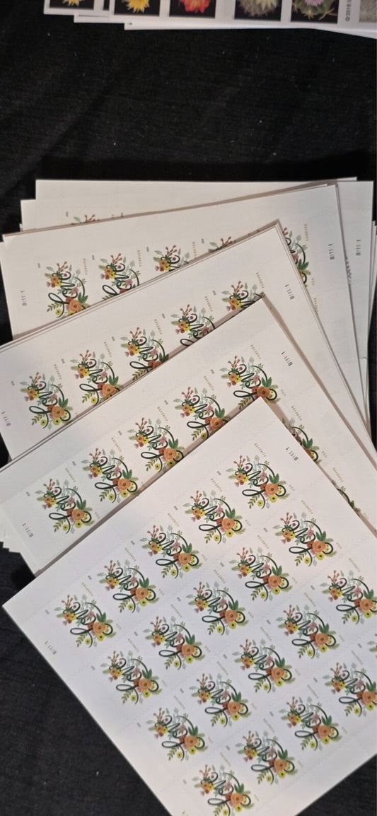 2018 LOVE FLOURISHES Sheet of 20 Forever Stamps MNH