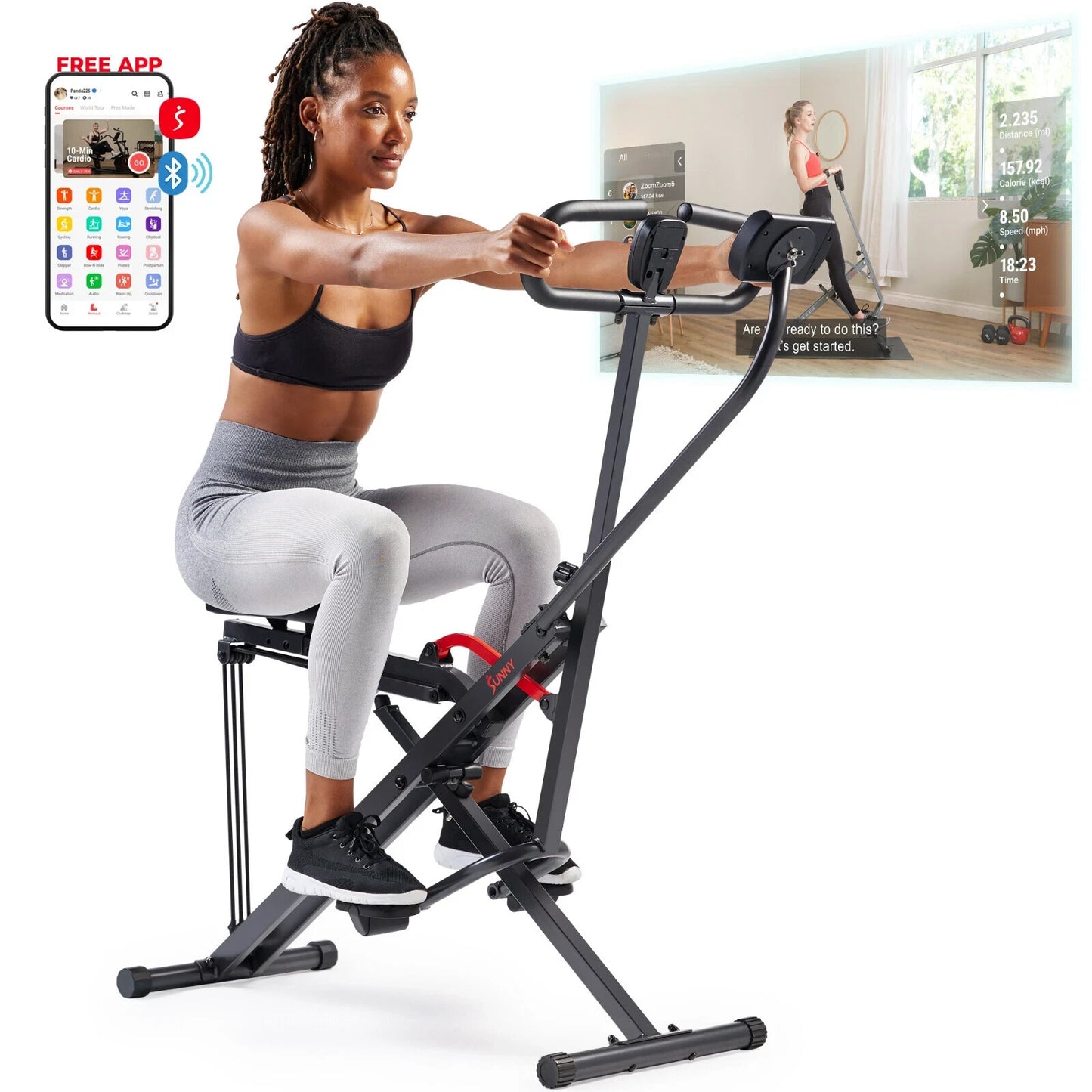 Sunny Health & Fitness Smart Upright Row-N-Ride Exerciser