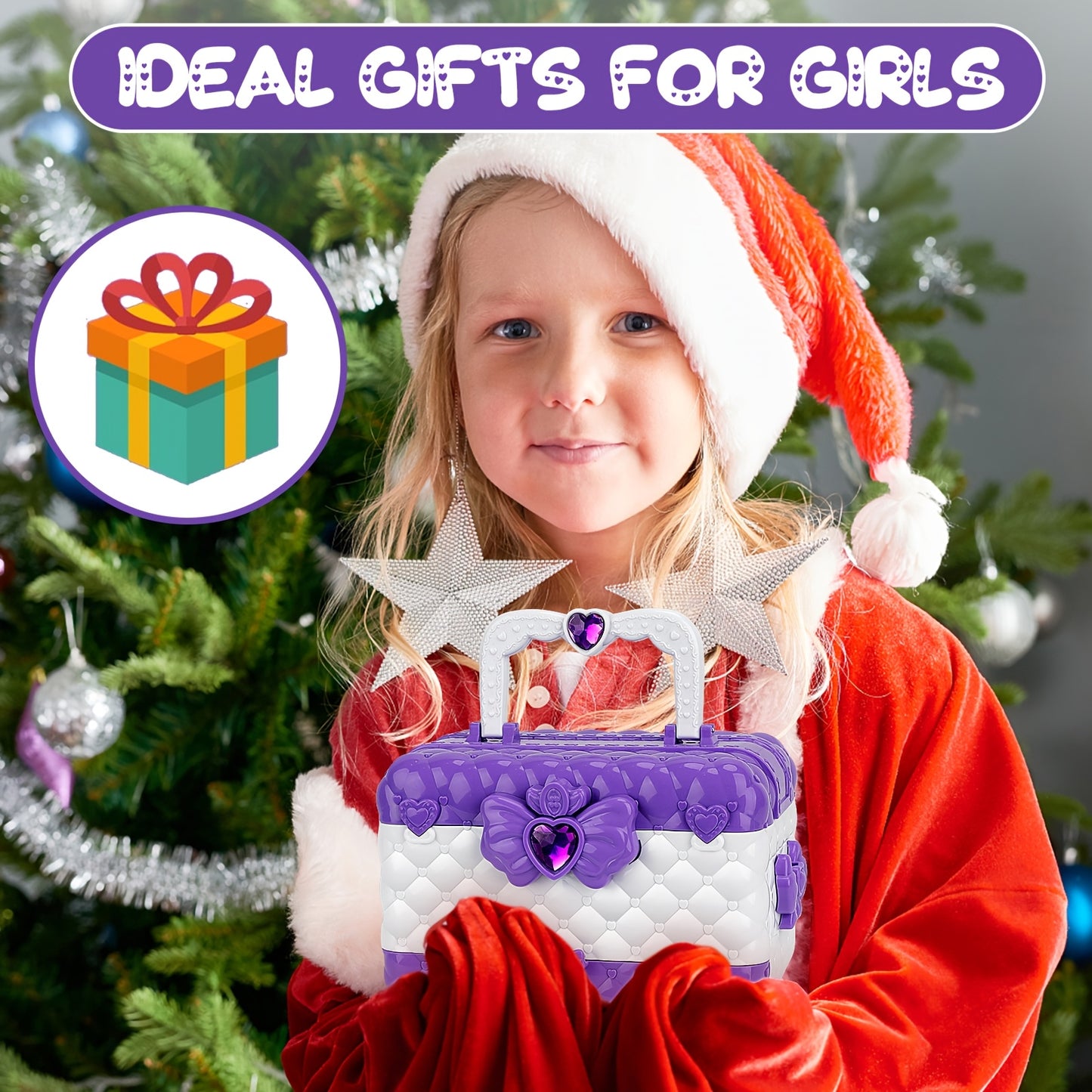 55pcs Kids Makeup Kit For Girl-Washable Kids Makeup Girl Toys, Real Make Up Set Kids Toys For Little Girls Princess, Birthday Gifts Toys For 3 4 5 6 7 8 9 10 11 12 Year Old Girls