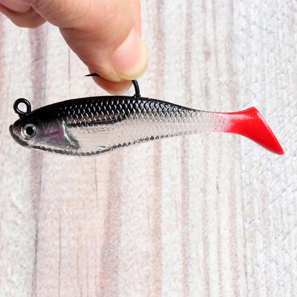 5pcs/lot Soft Lure 8cm 9.5g Wobblers T Tail Soft Bait Artificial Baits Swimbait for Sea Bass Carp Pike Fishing