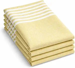 Softopia Cotton Lemon Yellow Stripe Cloth Napkins 4 Pack, 18x18 Inches, 100% Cotton, Machine Washable, Durable Reusable Table Linen for Everyday Dining, Spring Events, Easter Brunch, Wedding Parties