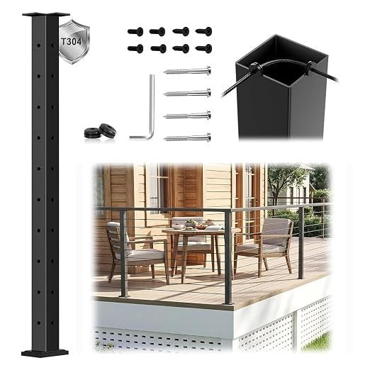 1 Pack 36" Modular Swageless Cable Railing Corner Post, L-drilled