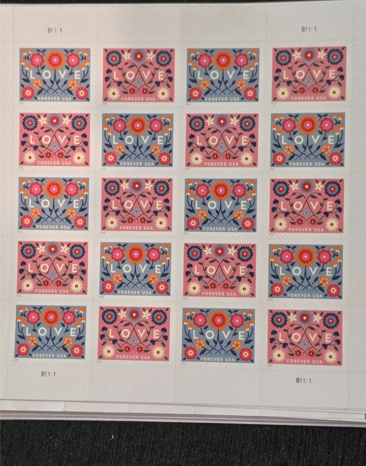 2022 LOVE Sheet of 20 Forever Stamps MNH