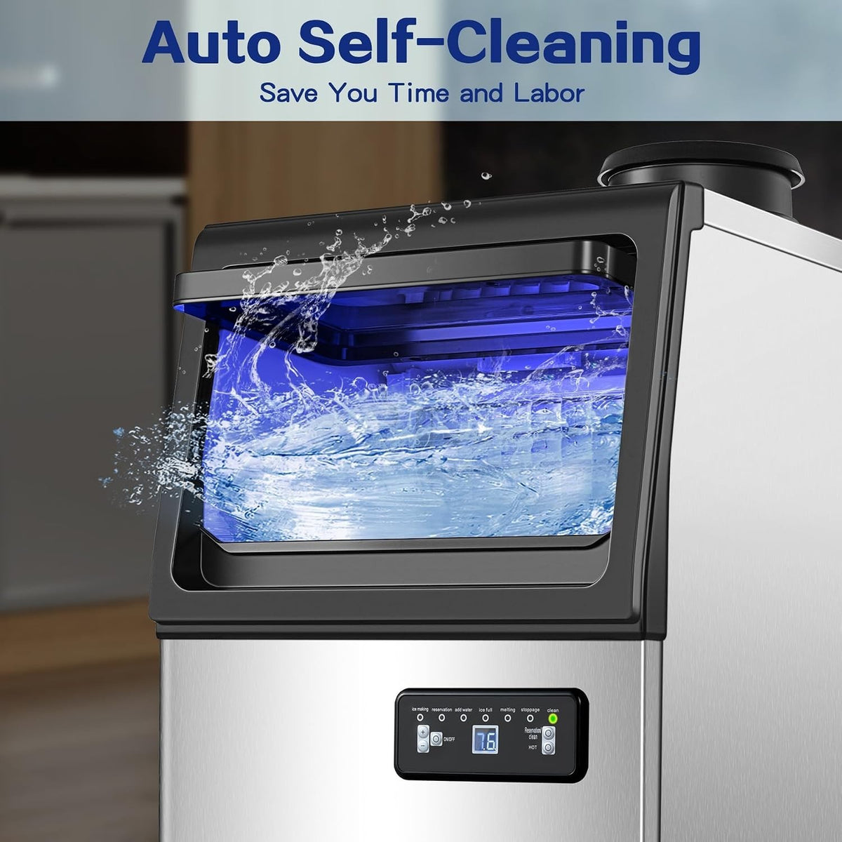 Amzgachfktch Commercial Ice Maker, 110lbs/24H Under Counter Ice Maker with 2 Wat