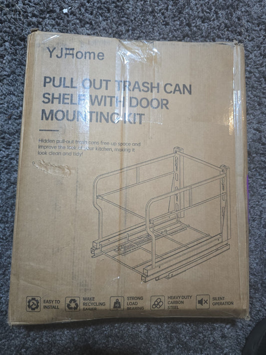 YJHome Pull Out Trash Can Shelf With Door Mounting Kit ~12" x ~15" x ~22" NIB