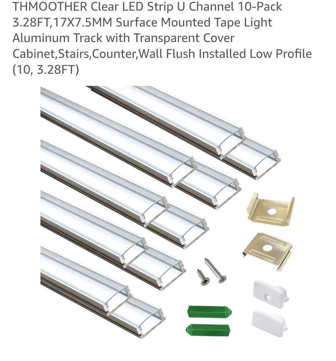 THMOOTHER LED Strip Light U Channel Track Aluminum 3.28ft Surface Mount 10pk