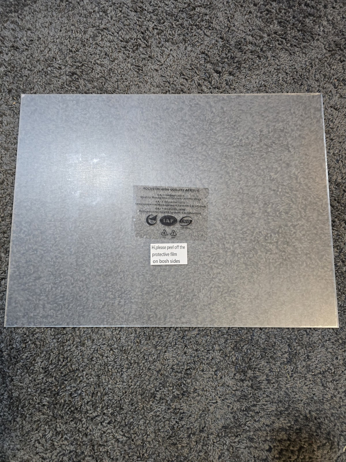 Clear Acrylic Sheet 1/4" Thick 18" x 24" Plexiglass