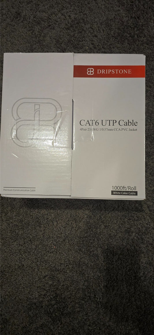 Dripstone CAT6 1000ft UTP Solid Cable 23AWG LAN Network Ethernet RJ45 Wire -...