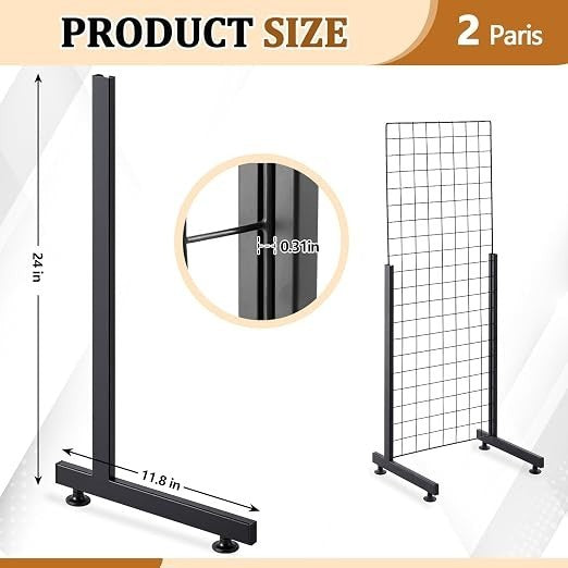 Set of 2 Pairs Slide-on Grid Legs T Base Rectangular Tube T-Shape Grid Wall P...