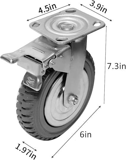 Chrov 6 Inch Swivel Caster Wheels Heavy Duty Set of 4 Anti-Skid Wheels