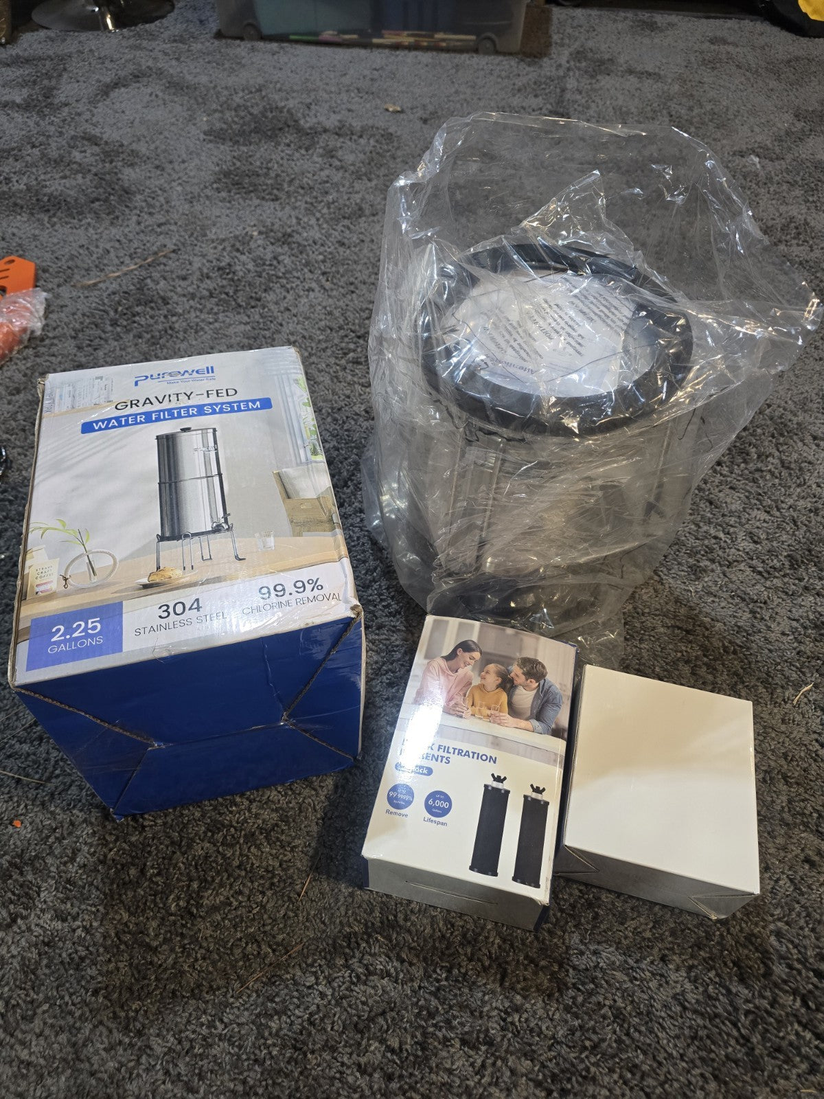 Purewell Gravity-Fed Countertop Water Filter 2.25 Gal 304 Stainless Steel