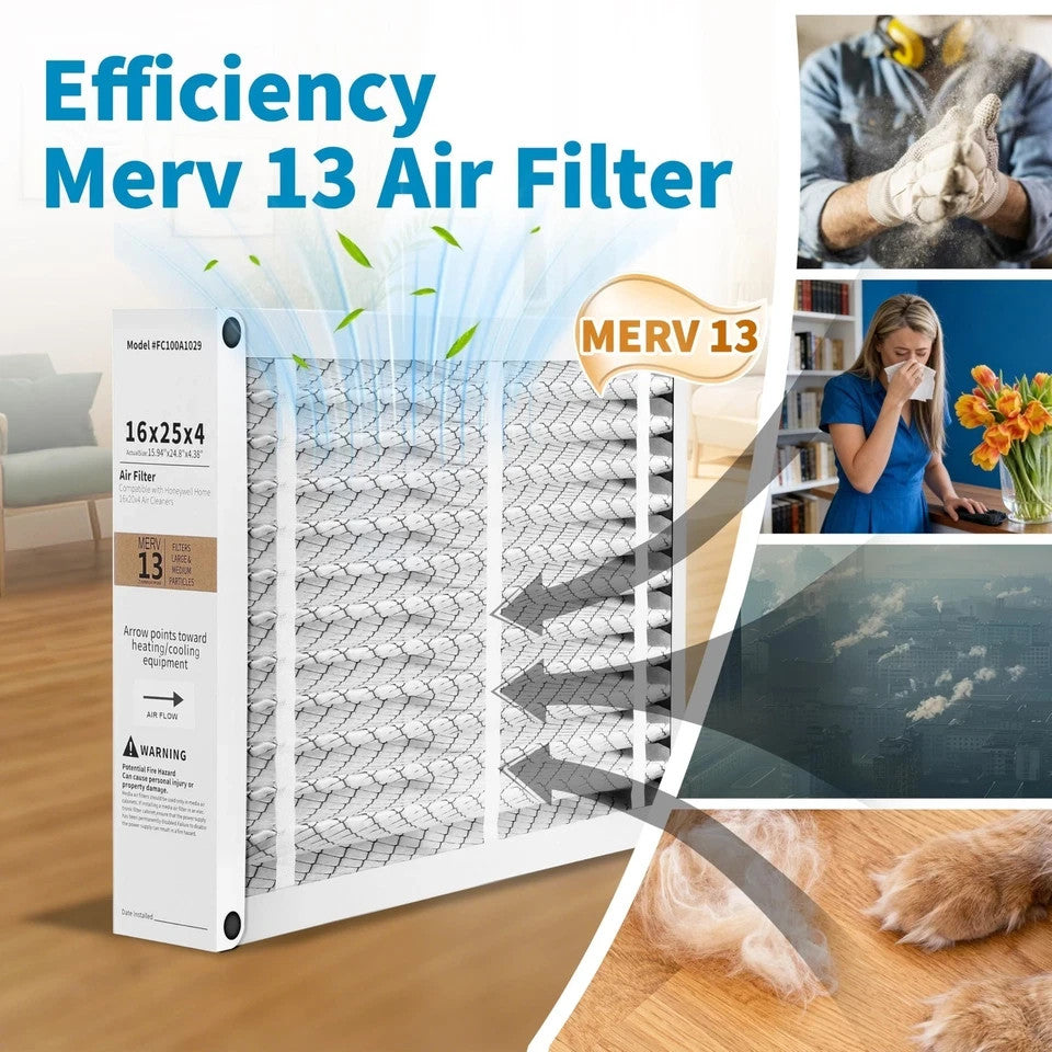 2 Pack 16x25x4 Pleated Furnace Filter - Replacement for Honeywell FC100A1029