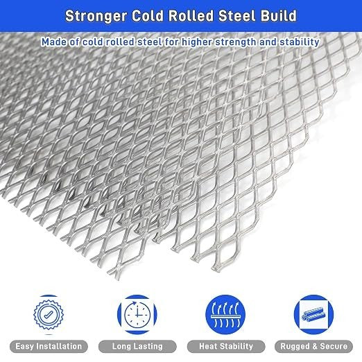2PCS Steel Expanded Metal Sheet Flattened 48x24 Inches, 11 48" x 24", Silver