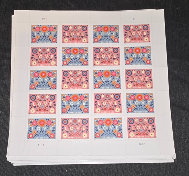 2022 LOVE Sheet of 20 Forever Stamps MNH