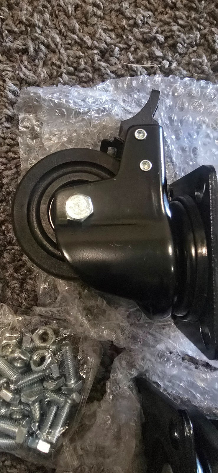 4x 3 Inch Rubber Casters Heavy Duty Safety Brake Wheels for Wire Shelving Rack