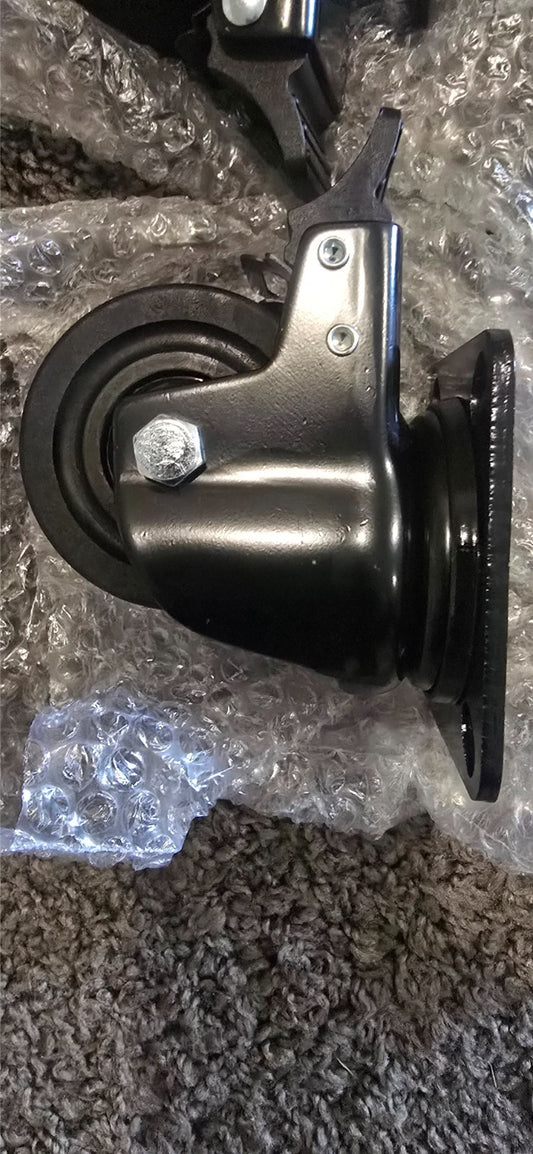 4x 3 Inch Rubber Casters Heavy Duty Safety Brake Wheels for Wire Shelving Rack