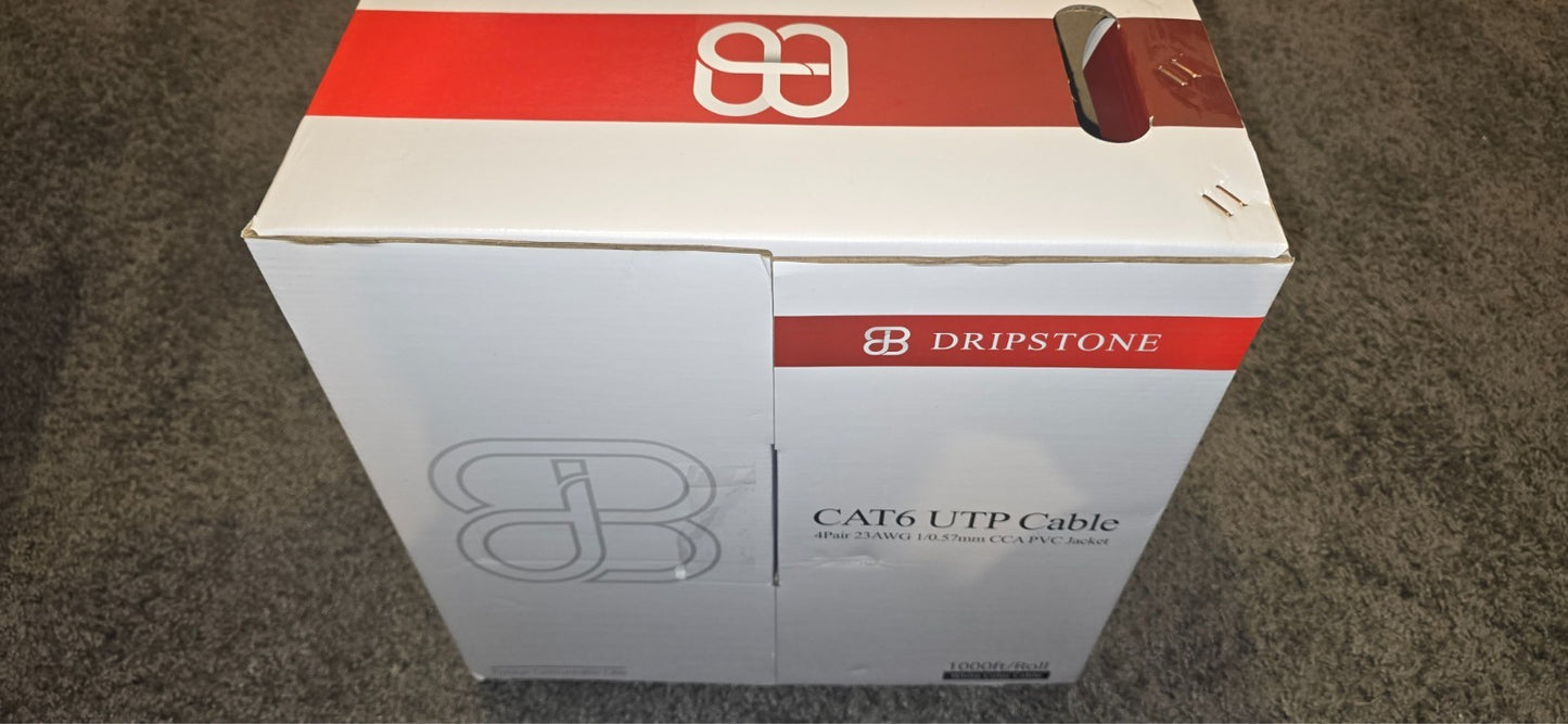 Dripstone CAT6 1000ft UTP Solid Cable 23AWG LAN Network Ethernet RJ45 Wire -...