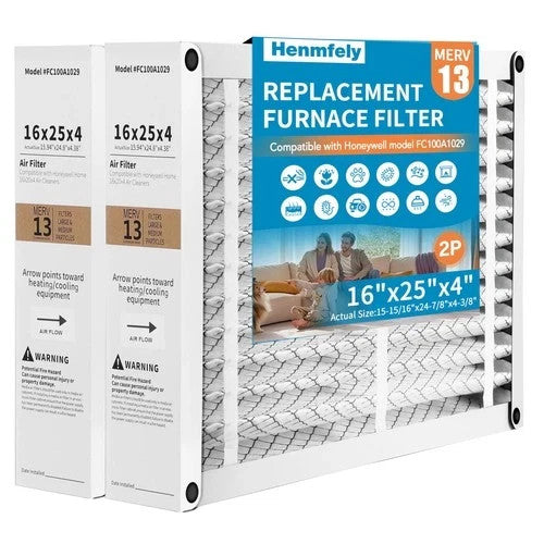 2 Pack 16x25x4 Pleated Furnace Filter - Replacement for Honeywell FC100A1029