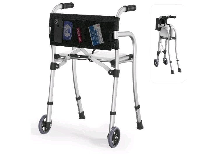  2-Wheel Folding Walker Rollator w/ Seat Aluminum 330lb Silver