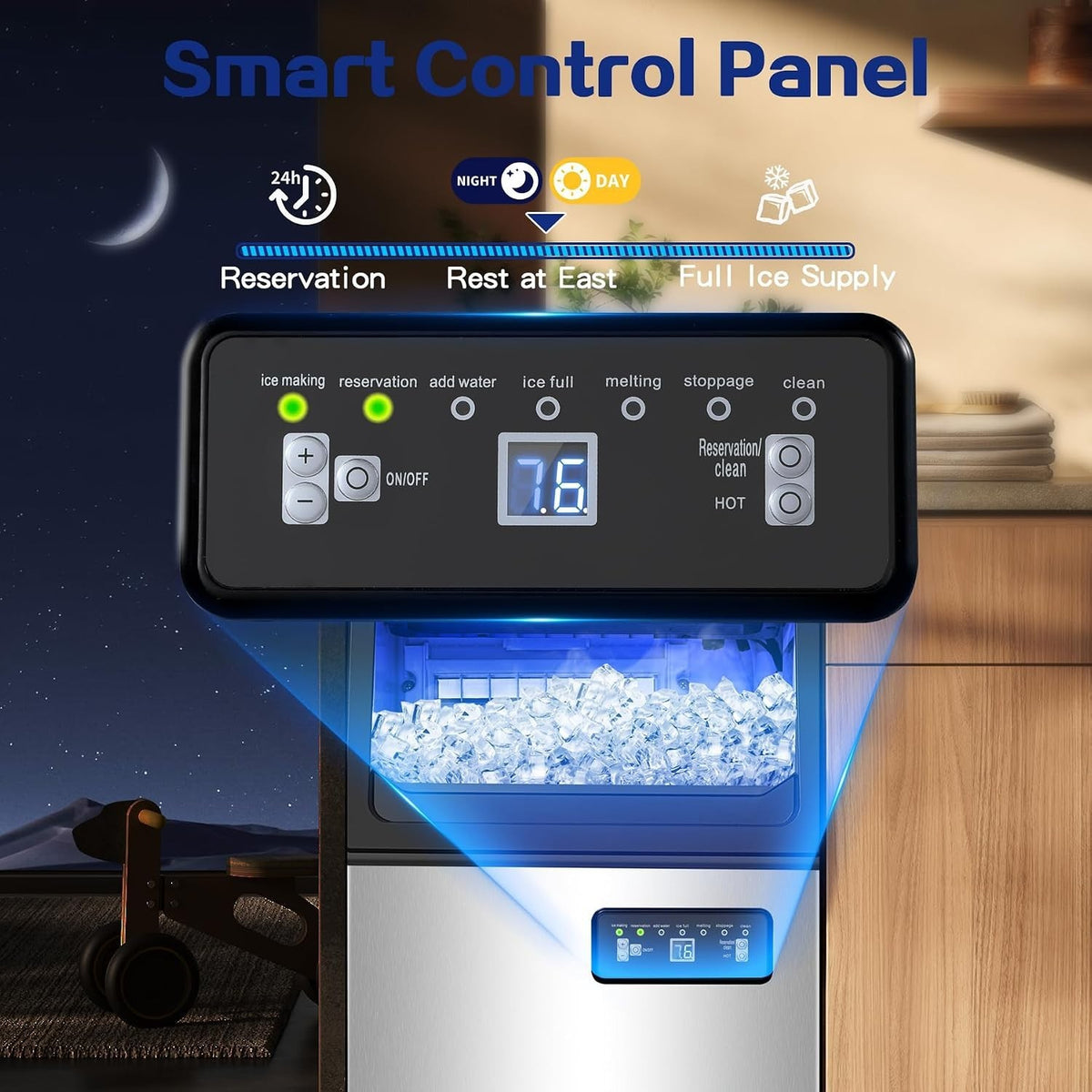 Amzgachfktch Commercial Ice Maker, 110lbs/24H Under Counter Ice Maker with 2 Wat