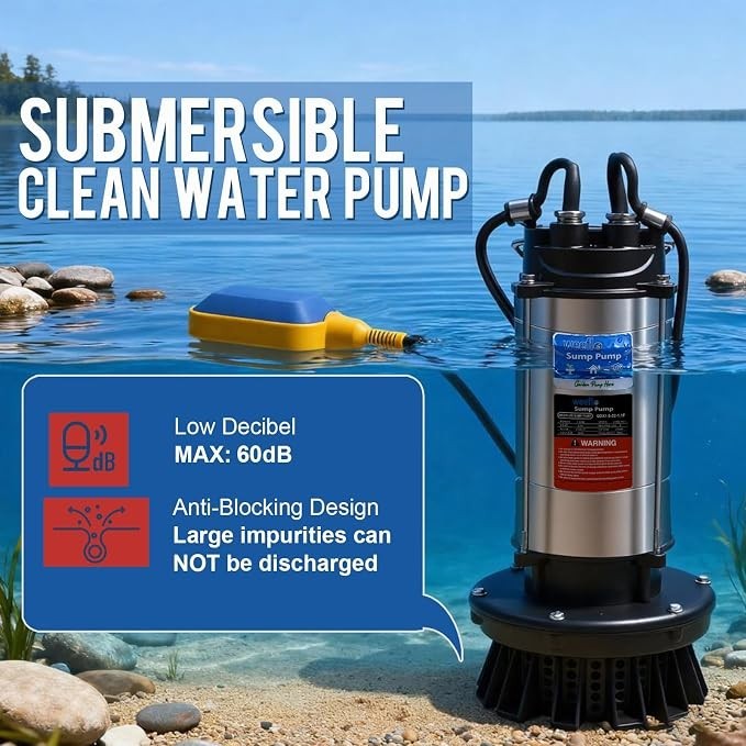 1.6HP Submersible Sump Pump Automatic Water Pump W/High Flow 5500 GPH