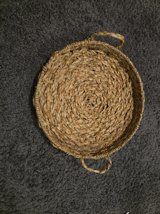 Thyle 16inch Round Hand Weaven Basket Tray For Home Decor