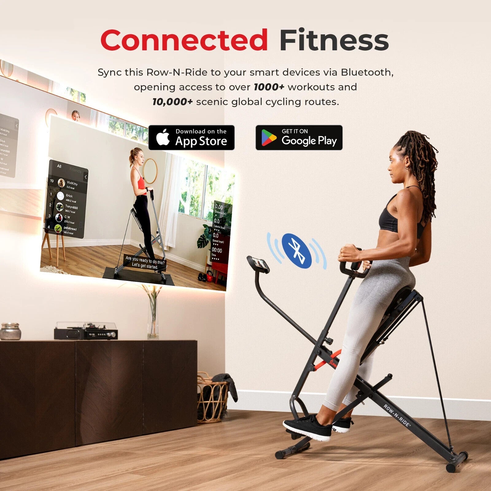Sunny Health & Fitness Smart Upright Row-N-Ride Exerciser