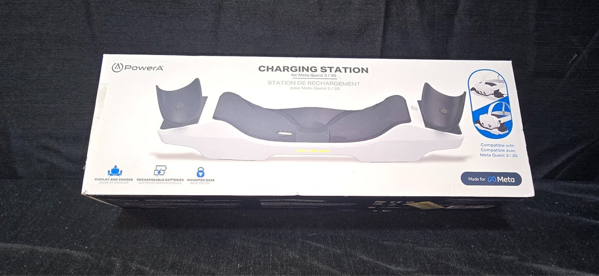 PowerA Charging Station Meta Quest 3 3S Rechargeable Battery LED Display Stand