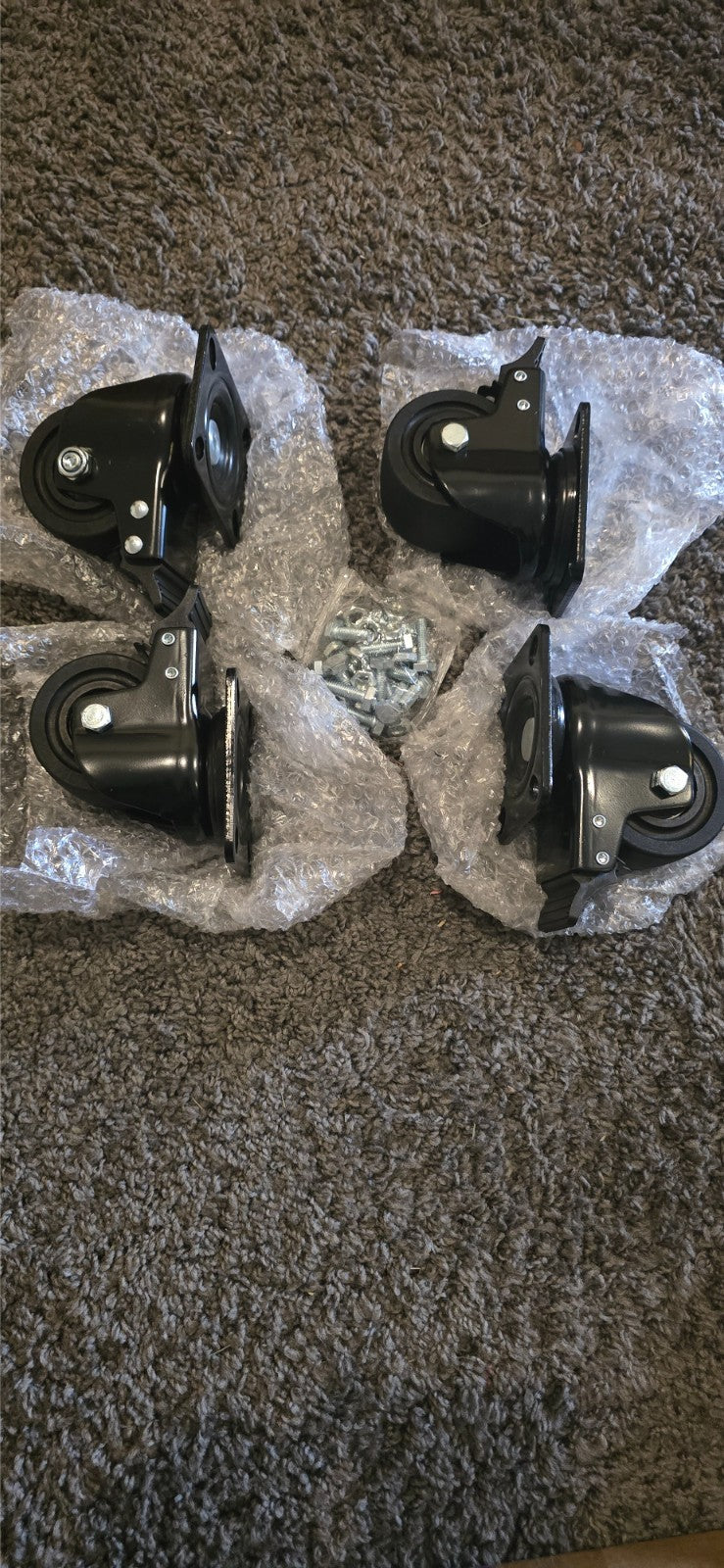 4x 3 Inch Rubber Casters Heavy Duty Safety Brake Wheels for Wire Shelving Rack