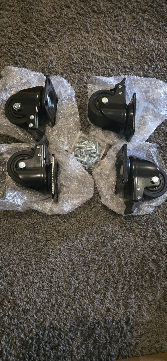 4x 3 Inch Rubber Casters Heavy Duty Safety Brake Wheels for Wire Shelving Rack
