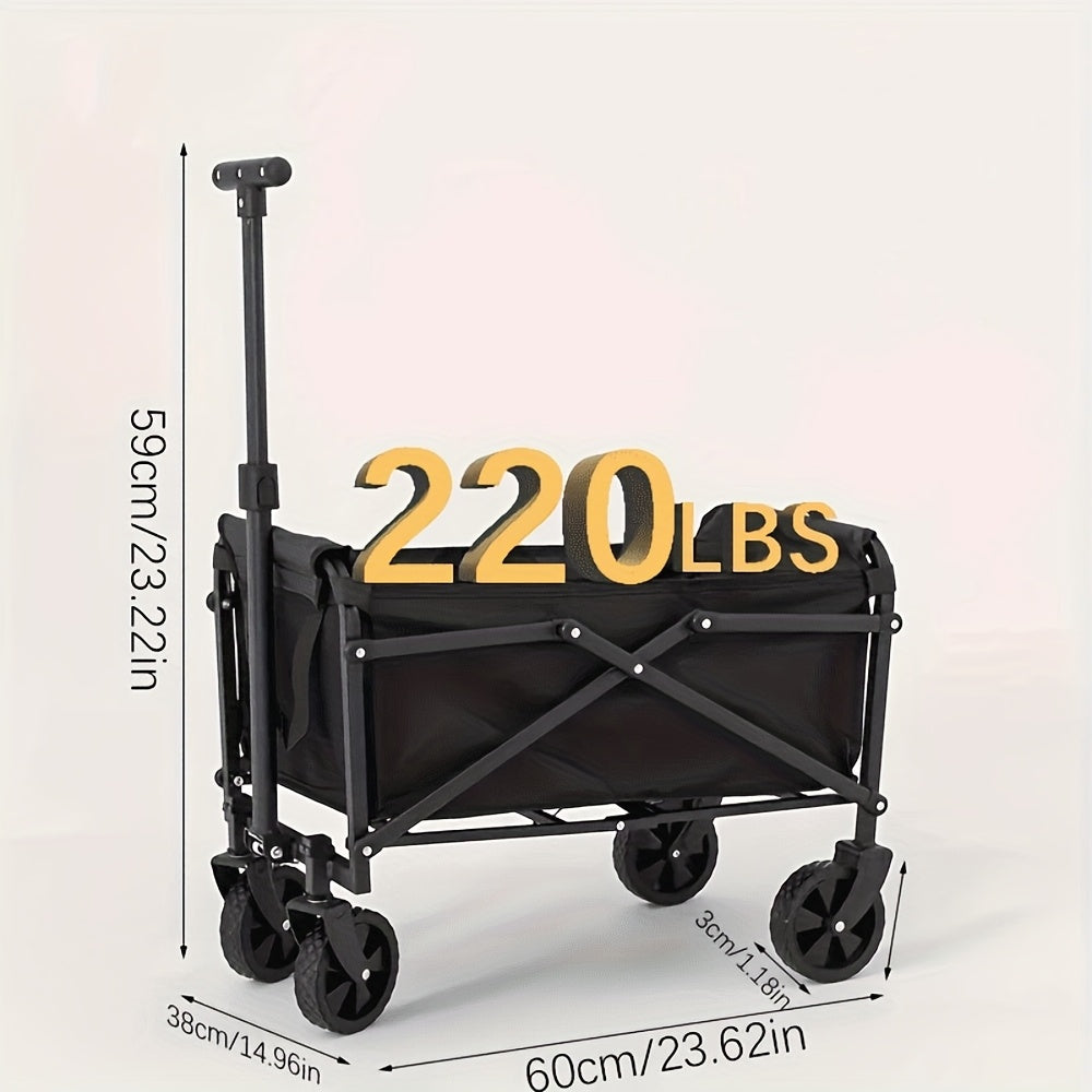 Collapsible Foldable Wagon Cart, Heavy Duty Utility Garden Cart With All-Terrain Wheels For Beach, Lawn, Sports, Camping