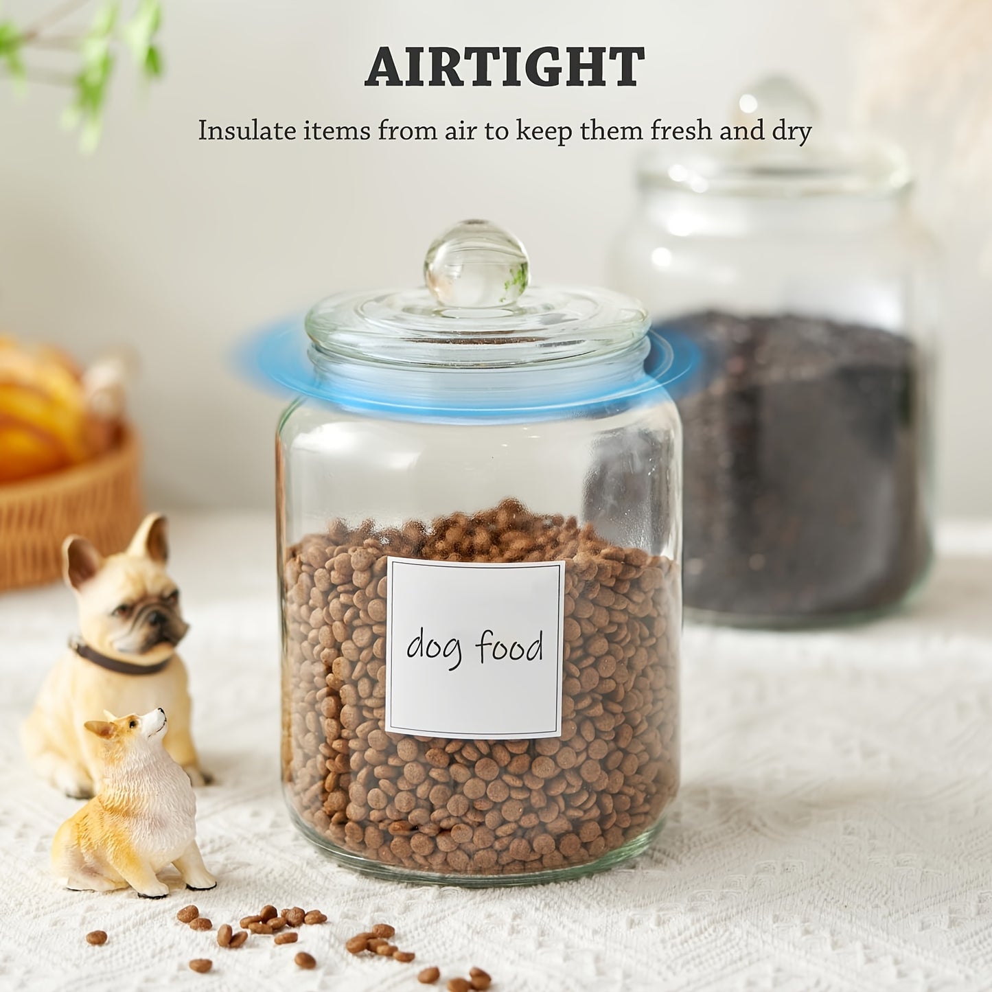 [Large Glass Jars with Lids] Set of 4 Half Gallon Large Glass Jars - Airtight Storage Clear Containers for Kitchen, Laundry Room and Pantry Food Organization