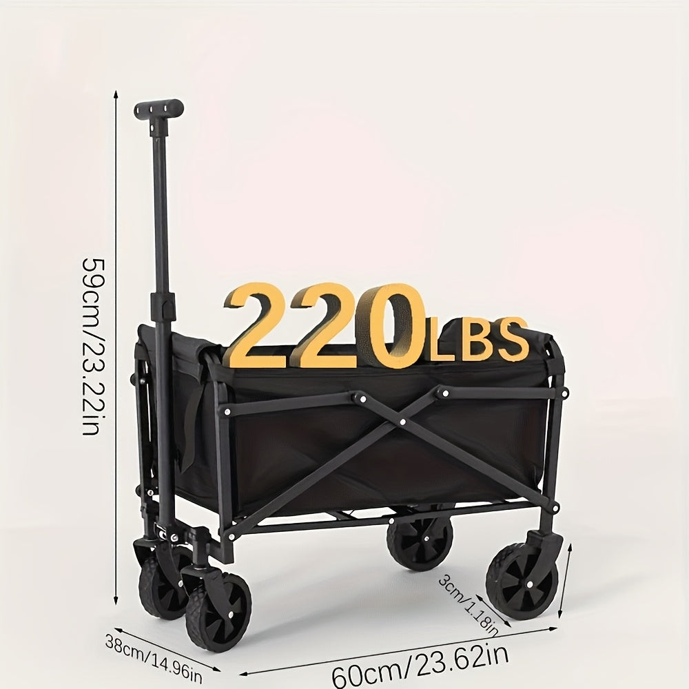 Collapsible Foldable Wagon Cart, Heavy Duty Utility Garden Cart With All-Terrain Wheels For Beach, Lawn, Sports, Camping