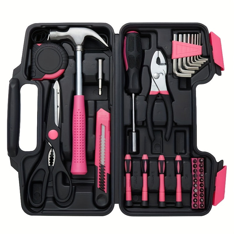 39/24/53 Pink Lady Essential Kit - Home DIY Kit With Storage Box For Women, Homes, Garages, Offices, College Dorms - Perfect For Beginners And DIY Enthusiasts, Ladies Only Repair Kit.