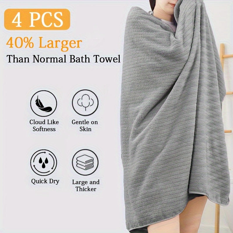 4 Pack Oversized Bath Towels Set, 35"x70" Extra Large Towel Microfiber Absorbent XL Bath Sheet Super Soft Bathroom Towels Set Quick Dry Plus Size Shower Towels for Family Hotel, Valentine's day gift
