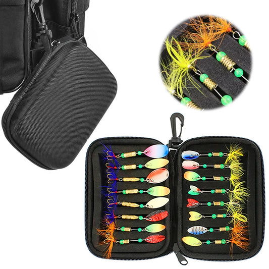 16pcs Fishing Spoons Lures Metal Baits Set for Trout Bass Casting Spinner Fishing Bait with Storage Bag Case