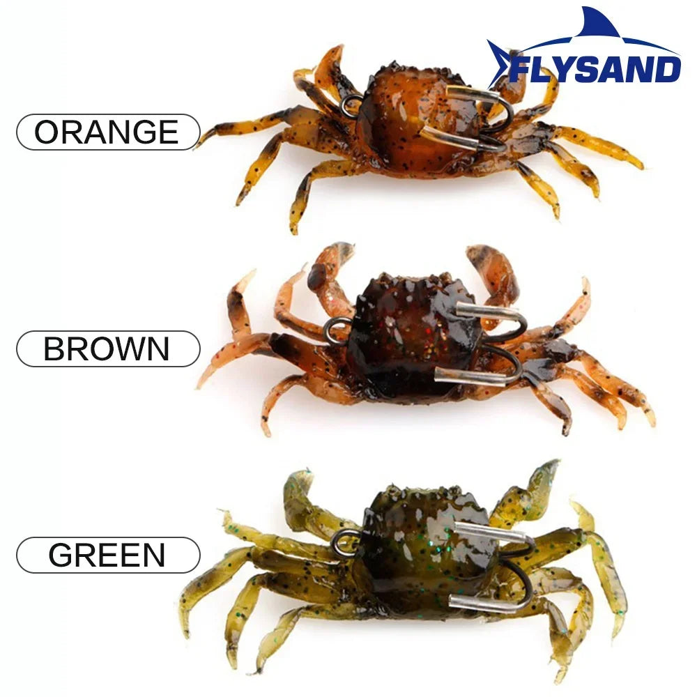 FLYSAND Simulated Crab Baits Artificial Fishing Lures Tackle Baits Double Sharp Hook Lures Soft Silicone Crankbaits Bait