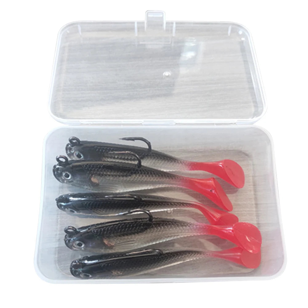 5pcs/lot Soft Lure 8cm 9.5g Wobblers T Tail Soft Bait Artificial Baits Swimbait for Sea Bass Carp Pike Fishing