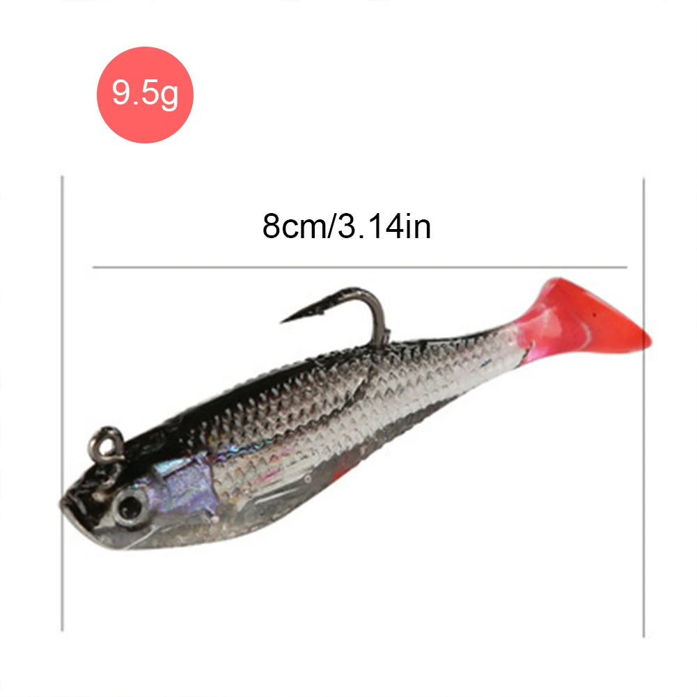 5pcs/lot Soft Lure 8cm 9.5g Wobblers T Tail Soft Bait Artificial Baits Swimbait for Sea Bass Carp Pike Fishing