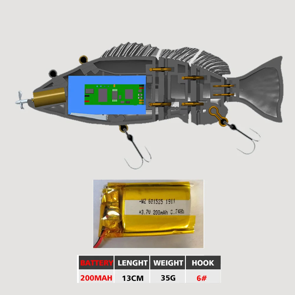  Auto Electric Robotic USB Rechargeable Swimming Lure Wobblers For Fishing 4-Segement Crankbait  Flashing LED light Twitching