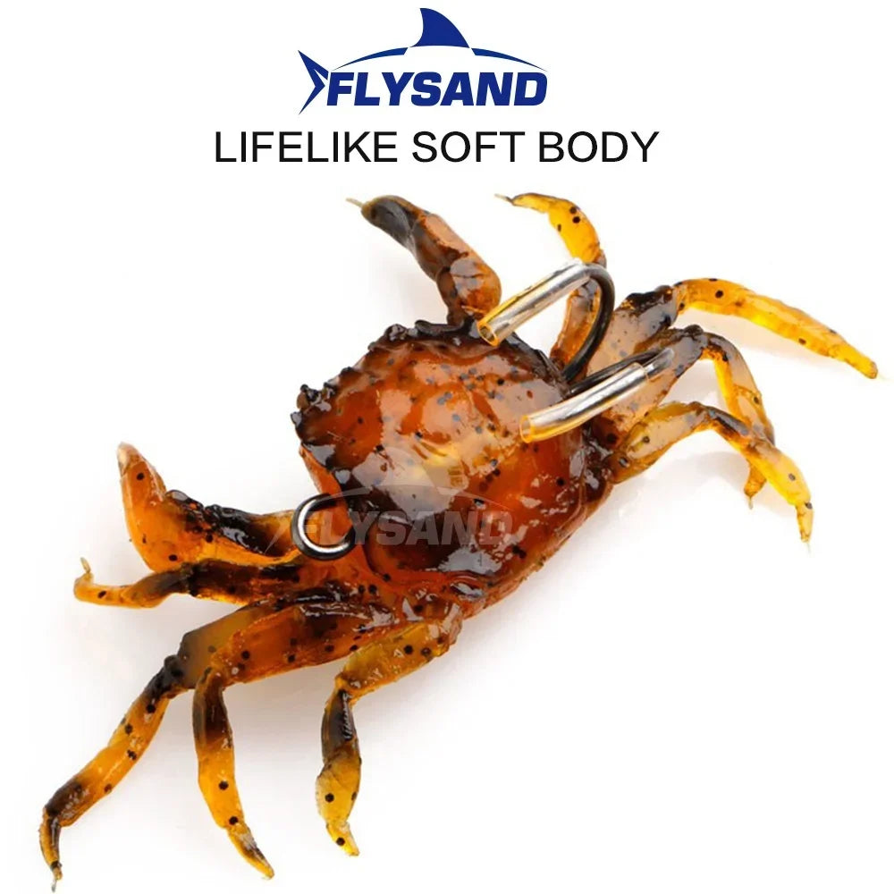 FLYSAND Simulated Crab Baits Artificial Fishing Lures Tackle Baits Double Sharp Hook Lures Soft Silicone Crankbaits Bait
